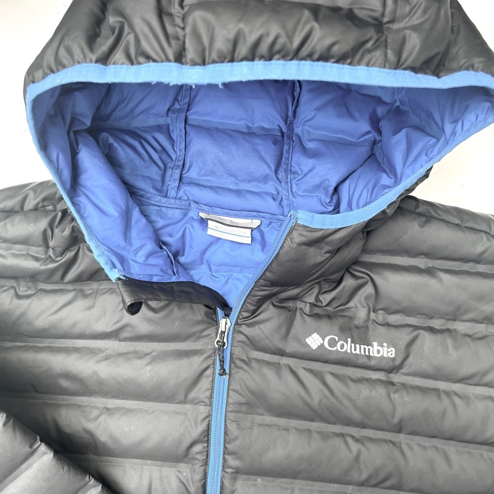 Columbia mens Powder Lite Jacket black with blue trimming - Picture 5 of 11